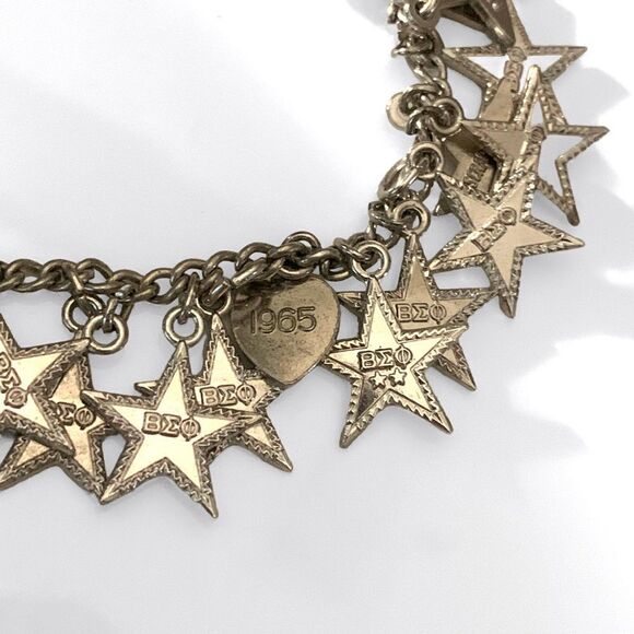 Sterling Silver Beta Sigma Phi Sorority Star Heart Charm Bracelet - Picture 3 of 9